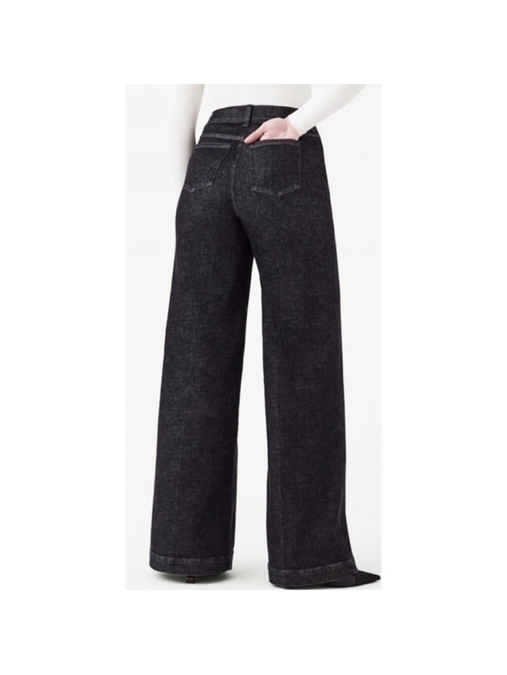 Spanx Wide Leg High-Waist Black Jeans size L - Picture 2 of 11